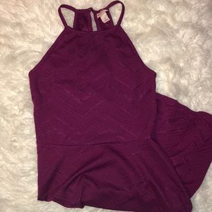 Fit and flare plum dress